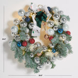 SAFAVIEH Roxane Faux 20 Inch Pine Led Wreath with Ornaments - Multi - 20" W x 20" D x 4" H - 20Wx20Dx4H