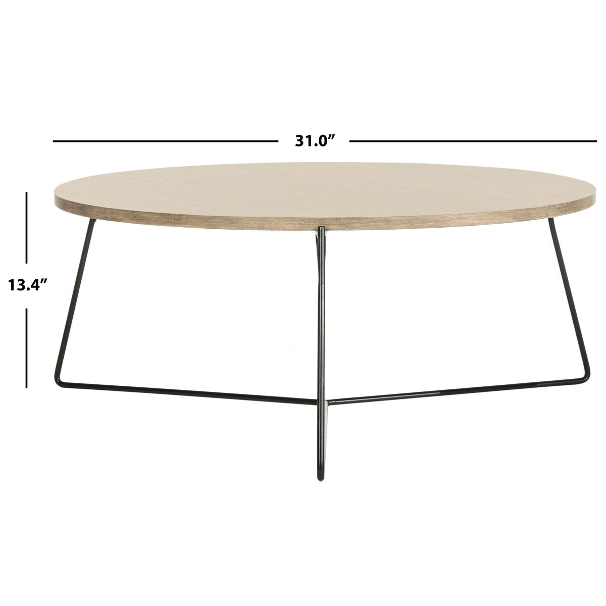 SAFAVIEH Roxanne Light Grey / Black Coffee Table - 31" x 31" x 13.4" - 31Wx31Dx13H