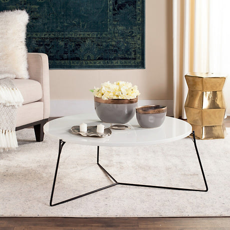 SAFAVIEH Roxanne Light Grey / Black Coffee Table - 31" x 31" x 13.4" - 31Wx31Dx13H