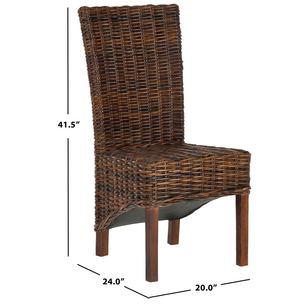 SAFAVIEH Rozanne Dark Brown Wicker Dining Chair (Set of 2) - 20" x 24" x 41.5" - 20Wx24Dx42H