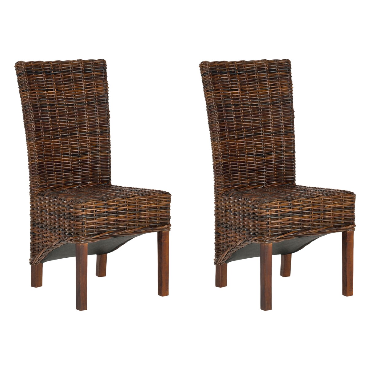 SAFAVIEH Rozanne Dark Brown Wicker Dining Chair (Set of 2) - 20" x 24" x 41.5" - 20Wx24Dx42H