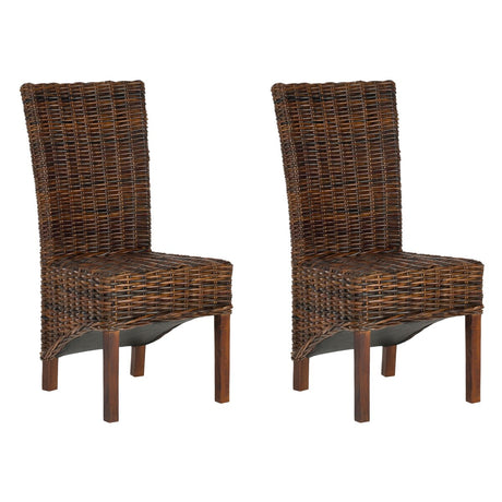 SAFAVIEH Rozanne Dark Brown Wicker Dining Chair (Set of 2) - 20" x 24" x 41.5" - 20Wx24Dx42H