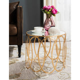 SAFAVIEH Ryuko Antique Gold Leaf Accent Table - 20" x 20" x 18" - 20Wx20Dx18H