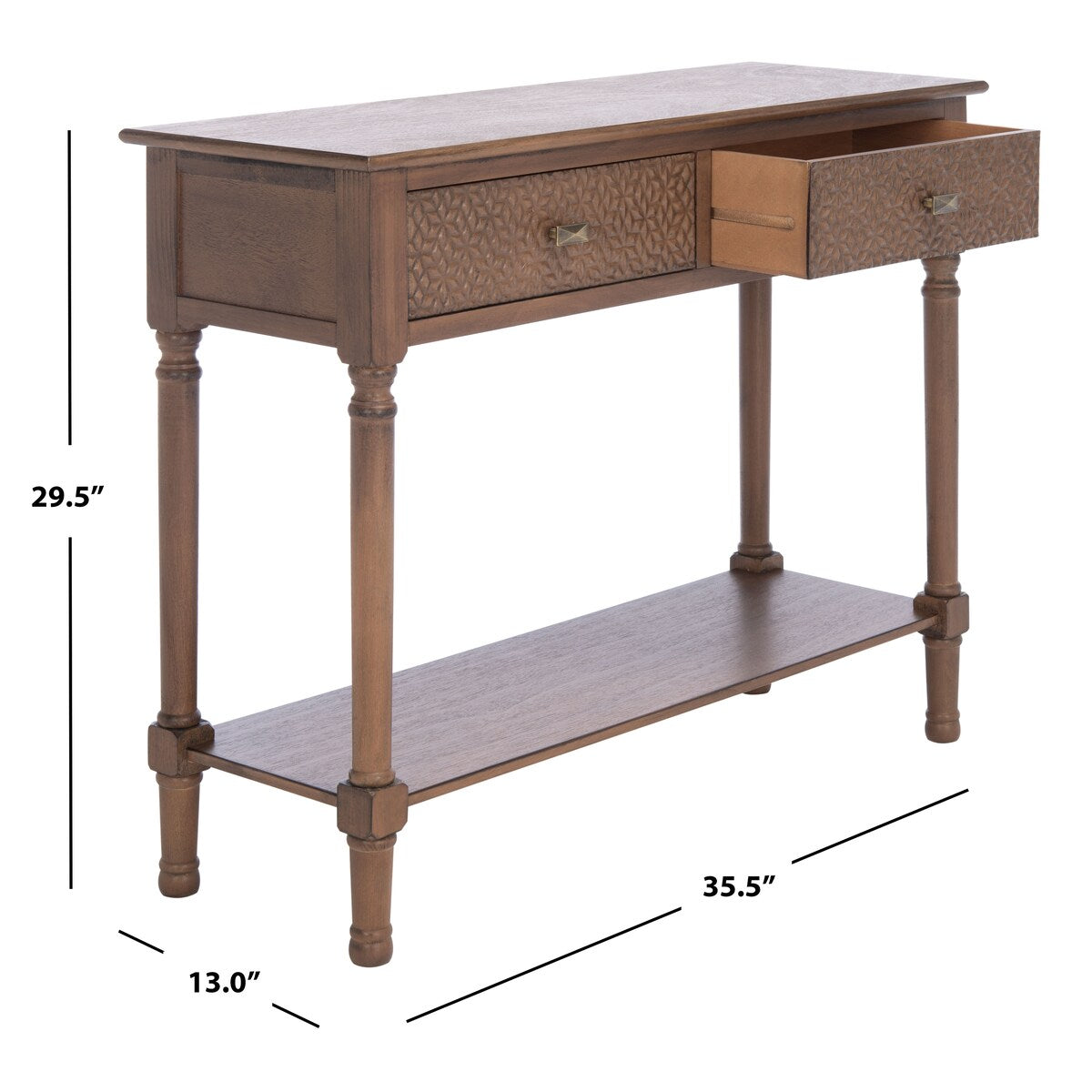 SAFAVIEH Salina 2-Drawer Console Table - 35.5" W x 13" L x 29.5" H - 36Wx13Dx30H