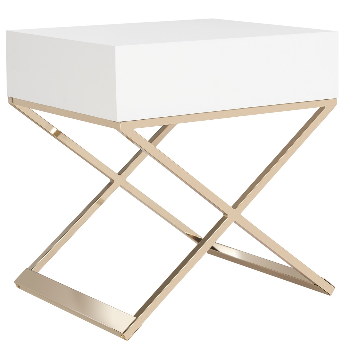 SAFAVIEH Sandi Modern Cross Leg White End Table - 24" x 20" x 25.3" - 24Wx20Dx25H