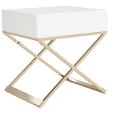 SAFAVIEH Sandi Modern Cross Leg White End Table - 24" x 20" x 25.3" - 24Wx20Dx25H