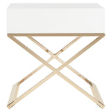 SAFAVIEH Sandi Modern Cross Leg White End Table - 24" x 20" x 25.3" - 24Wx20Dx25H