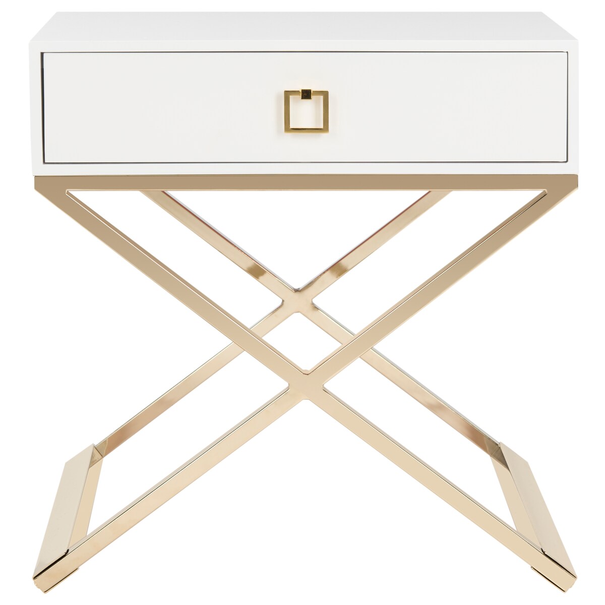 SAFAVIEH Sandi Modern Cross Leg White End Table - 24" x 20" x 25.3" - 24Wx20Dx25H