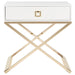 SAFAVIEH Sandi Modern Cross Leg White End Table - 24" x 20" x 25.3" - 24Wx20Dx25H