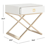 SAFAVIEH Sandi Modern Cross Leg White End Table - 24" x 20" x 25.3" - 24Wx20Dx25H