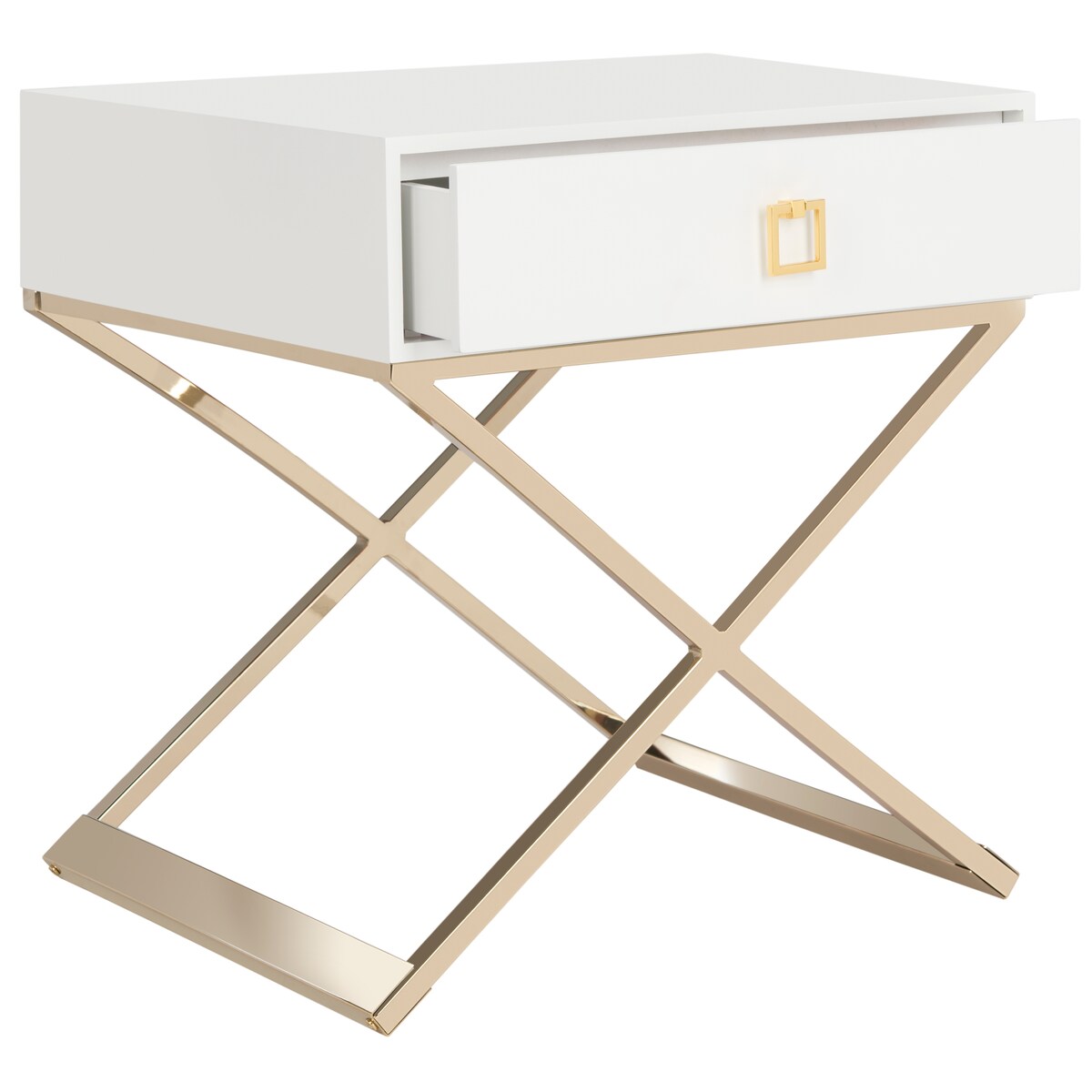 SAFAVIEH Sandi Modern Cross Leg White End Table - 24" x 20" x 25.3" - 24Wx20Dx25H