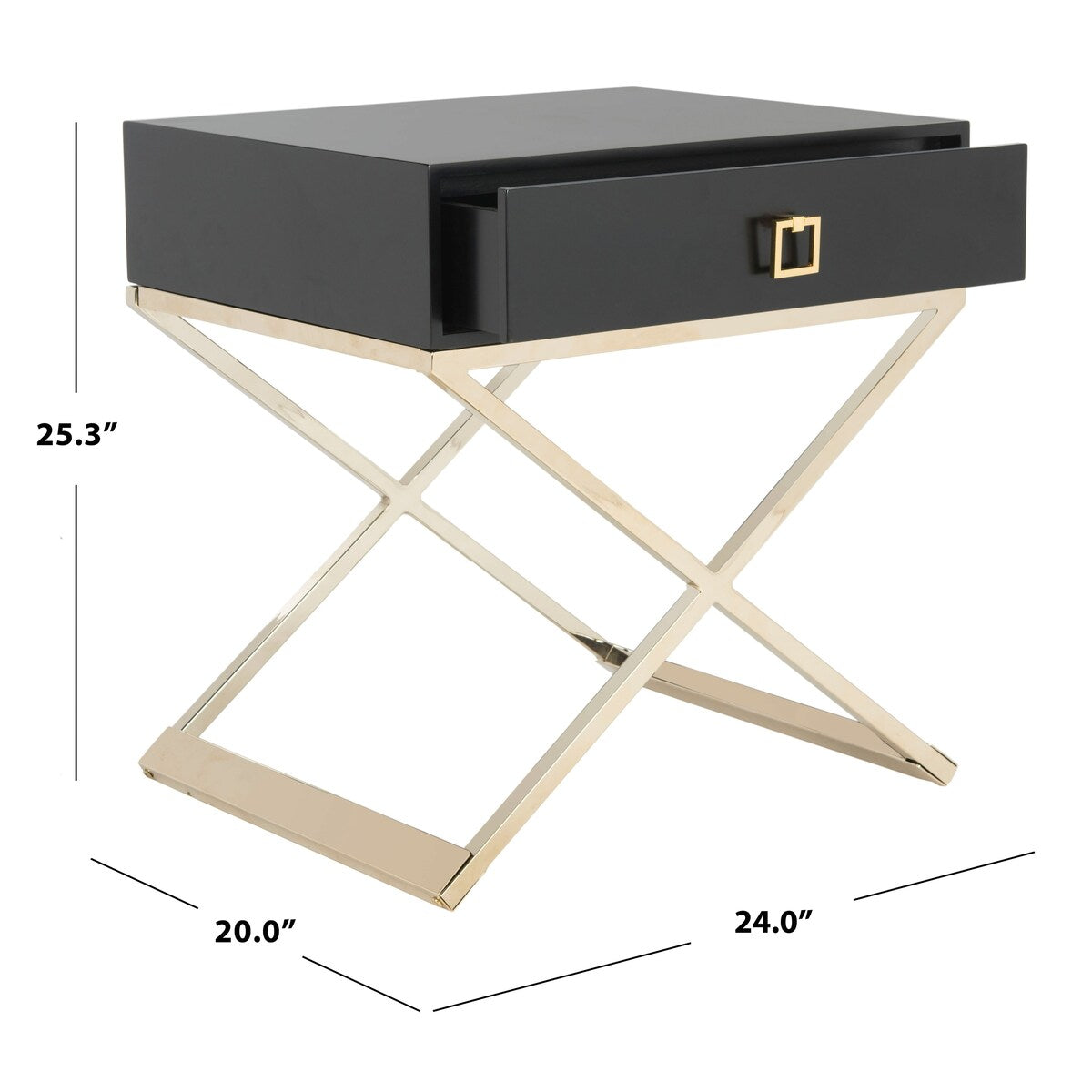 SAFAVIEH Sandi Modern Cross Leg White End Table - 24" x 20" x 25.3" - 24Wx20Dx25H