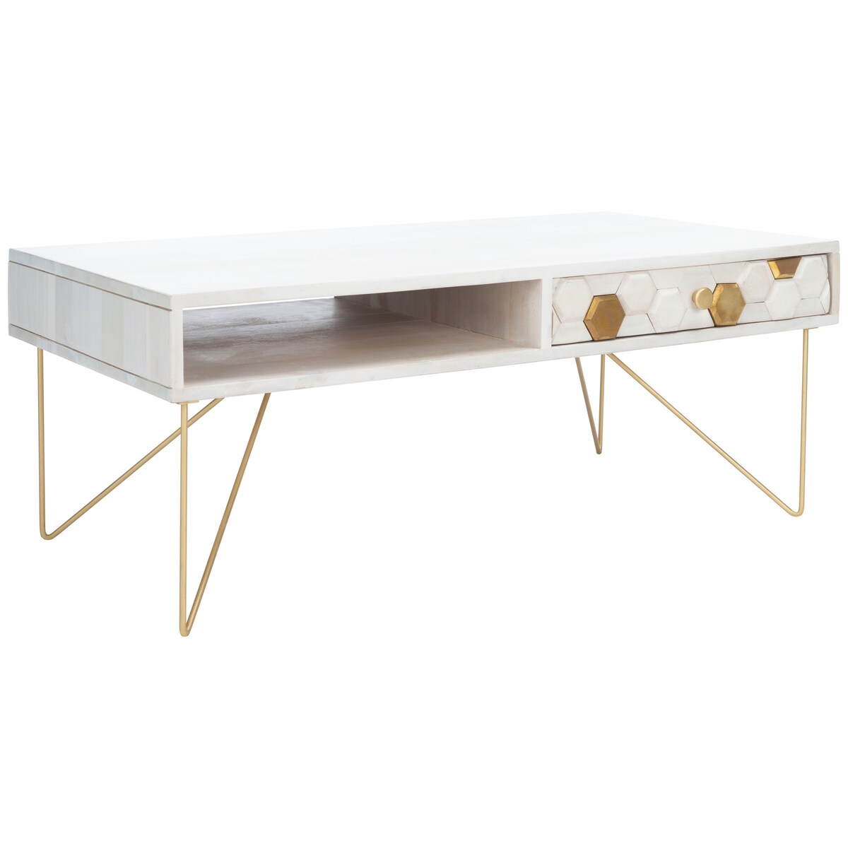 SAFAVIEH Sebahate 1-Drawer 1-Shelf Living Room Coffee Table - 40" W x 21.3" L x 15.7" H - 40Wx21Dx16H