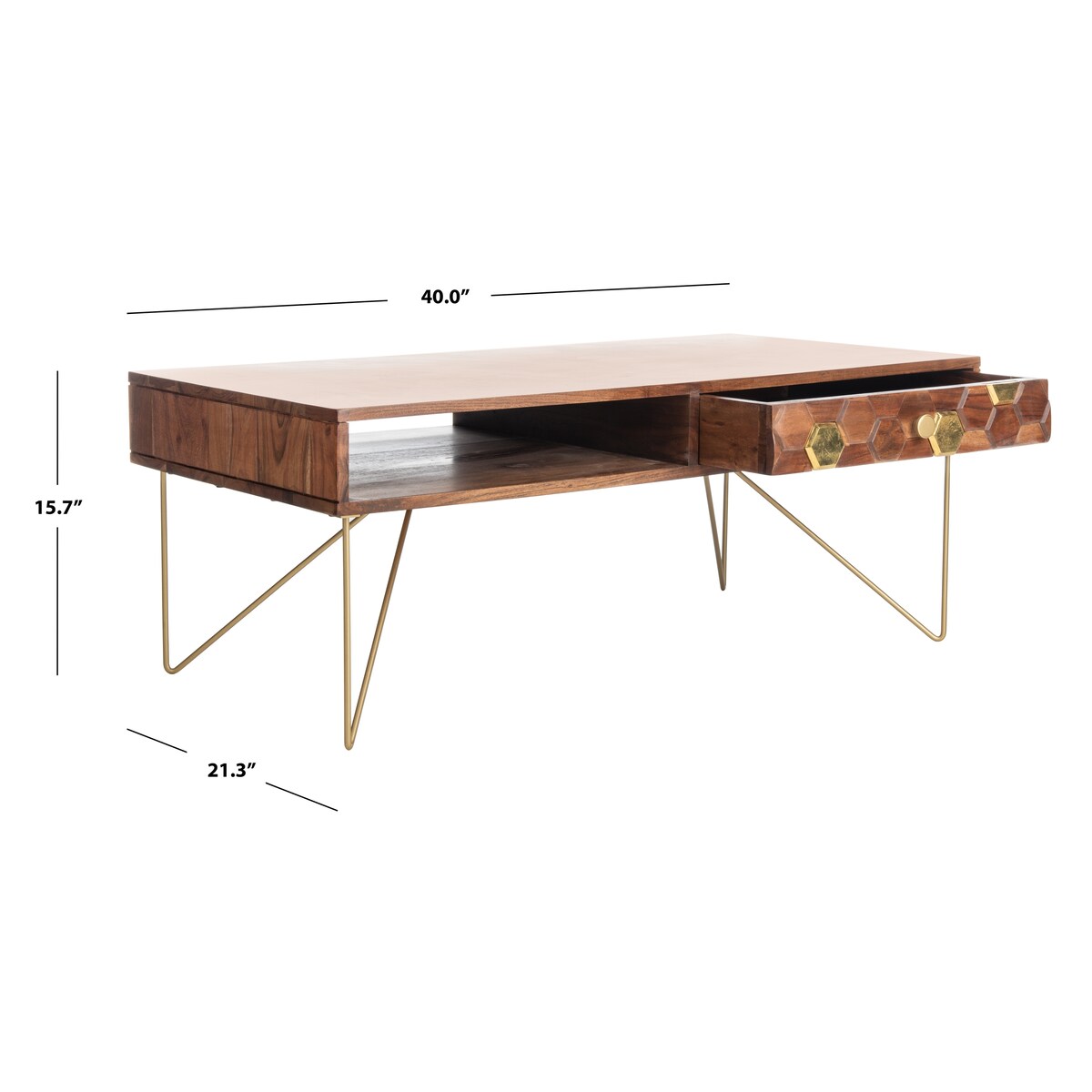 SAFAVIEH Sebahate 1-Drawer 1-Shelf Living Room Coffee Table - 40" W x 21.3" L x 15.7" H - 40Wx21Dx16H