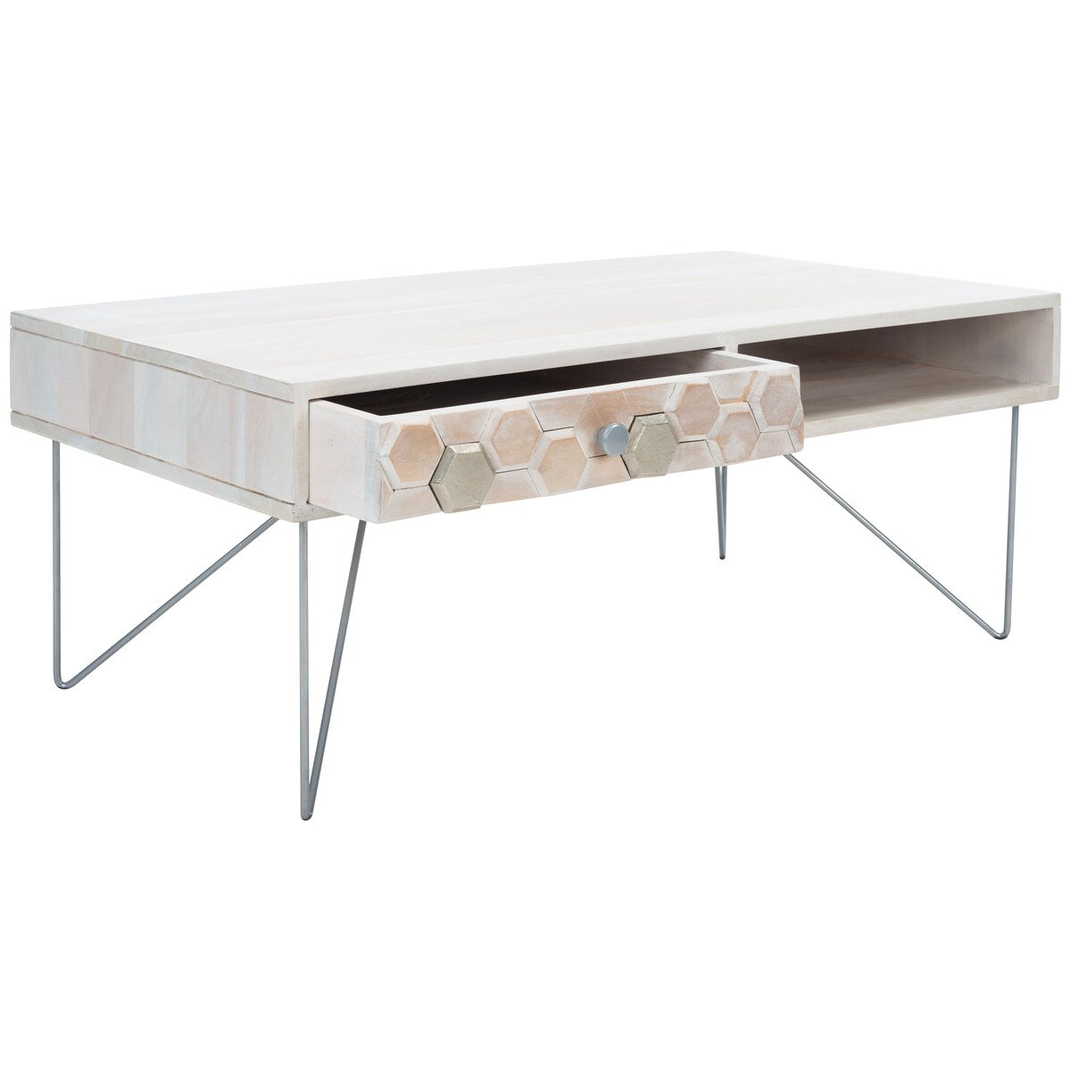 SAFAVIEH Sebahate 1-Drawer 1-Shelf Living Room Coffee Table - 40" W x 21.3" L x 15.7" H - 40Wx21Dx16H