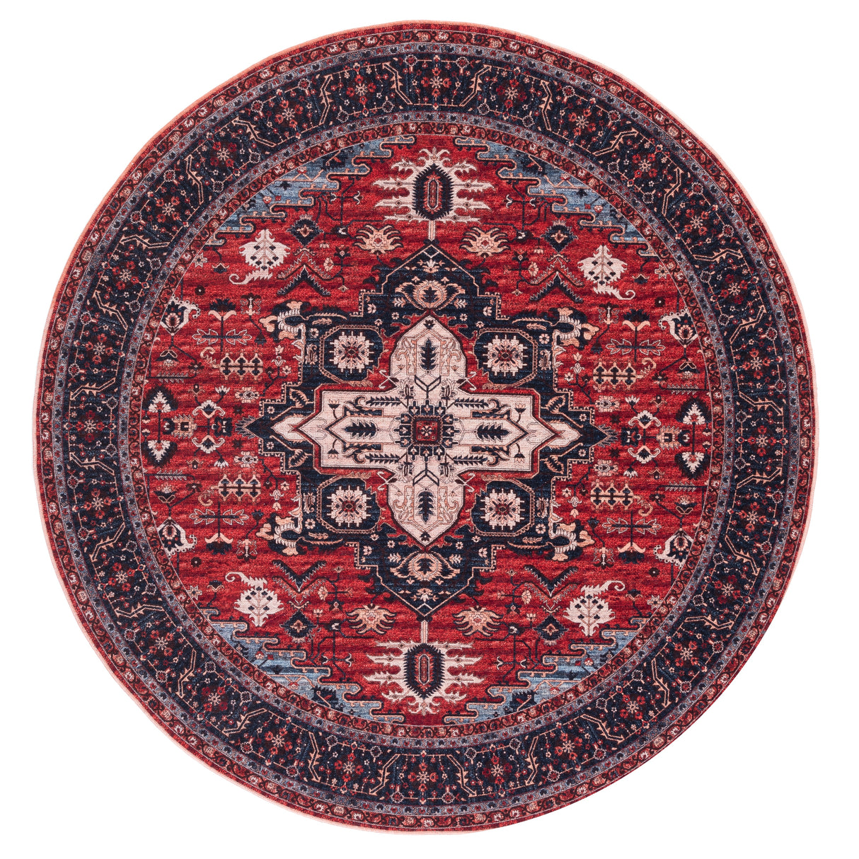 SAFAVIEH Serapi Machine Washable Minda Medallion Distressed Rug