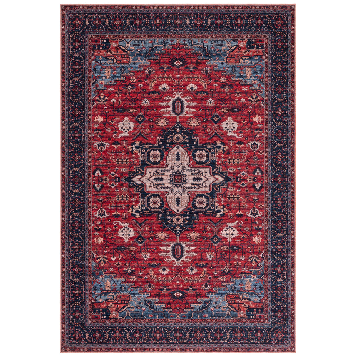 SAFAVIEH Serapi Machine Washable Minda Medallion Distressed Rug