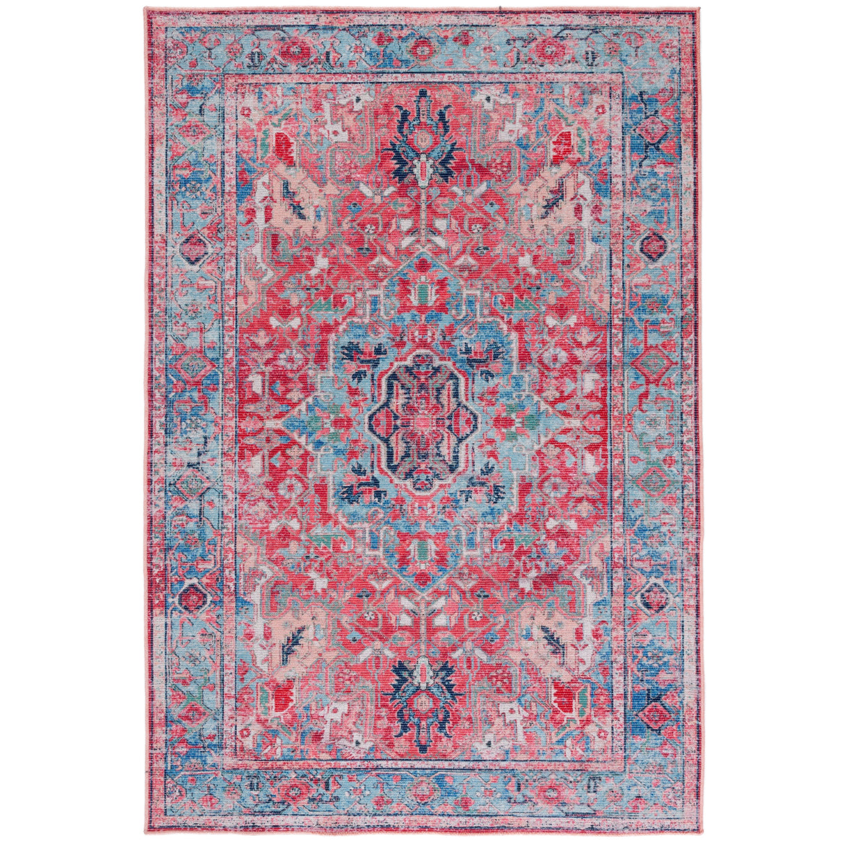 SAFAVIEH Serapi Machine Washable Sabina Medallion Distressed Rug