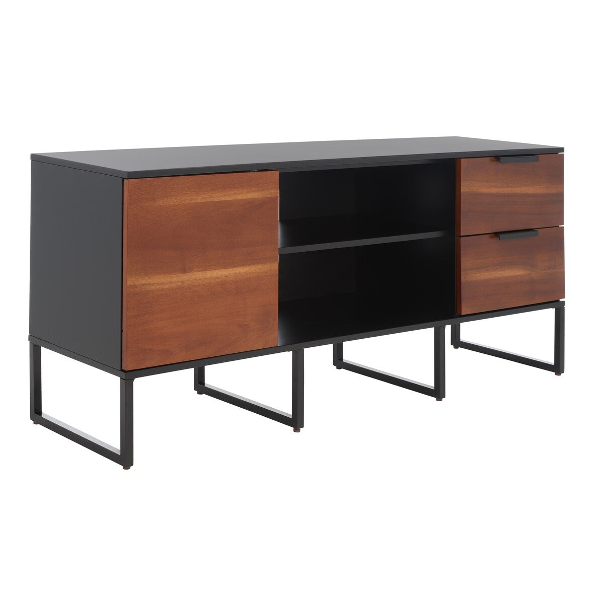 SAFAVIEH Sharita Single Door 2-Drawer 2-Shelf Media Stand - 54" W x 15" D x 24" H - 54Wx15Dx24H