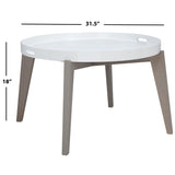 SAFAVIEH Sharron White/ Grey Lacquer End Table - 0 - 32" x 32" x 18" - 32Wx32Dx18H