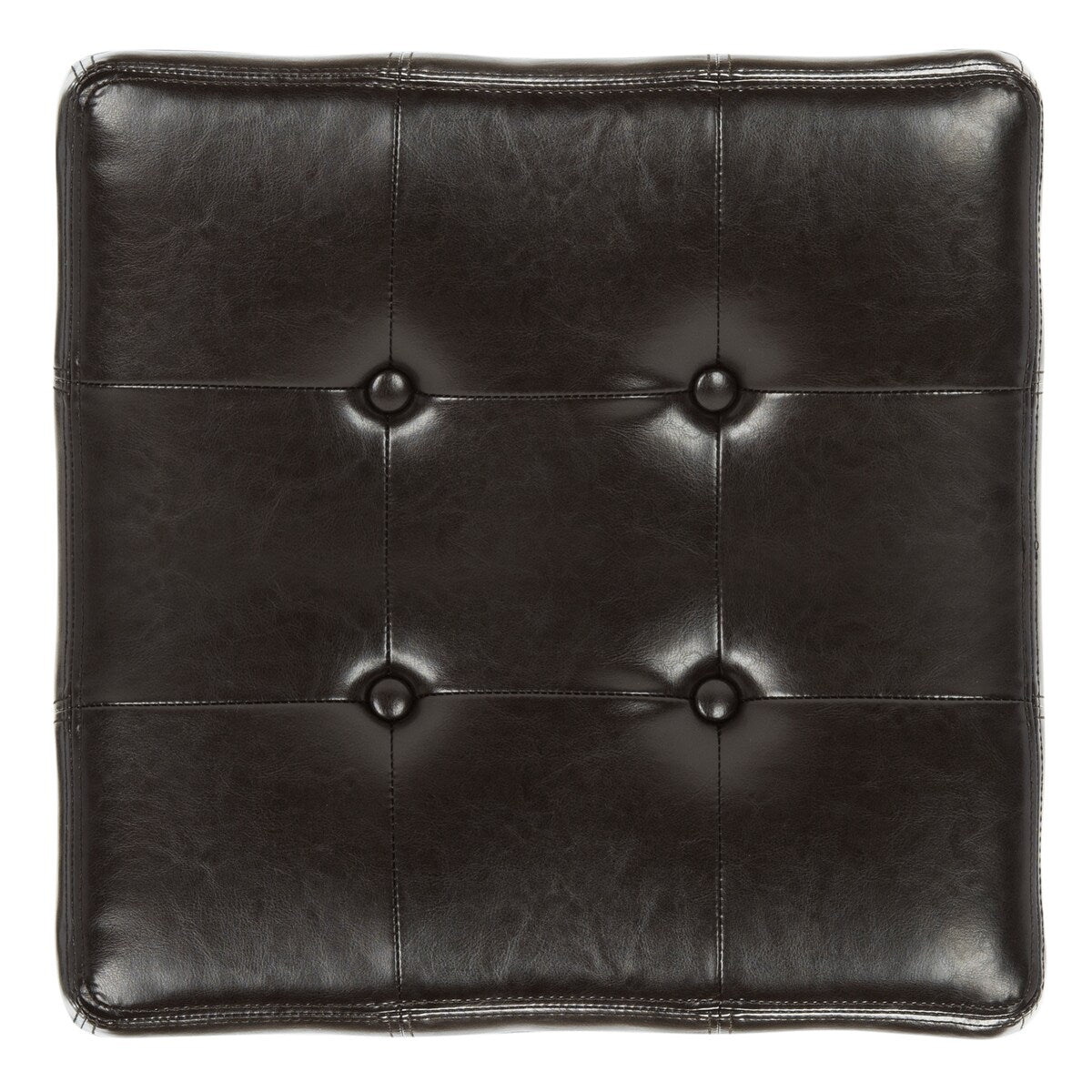 SAFAVIEH Shelli Square Storage Tufted Brown Leather Ottoman