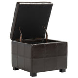 SAFAVIEH Shelli Square Storage Tufted Brown Leather Ottoman