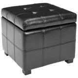 SAFAVIEH Shelli Square Storage Tufted Brown Leather Ottoman