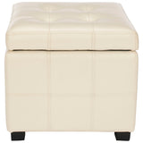 SAFAVIEH Shelli Square Storage Tufted Brown Leather Ottoman