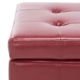 SAFAVIEH Shelli Square Storage Tufted Brown Leather Ottoman