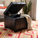 SAFAVIEH Shelli Square Storage Tufted Brown Leather Ottoman