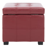 SAFAVIEH Shelli Square Storage Tufted Brown Leather Ottoman