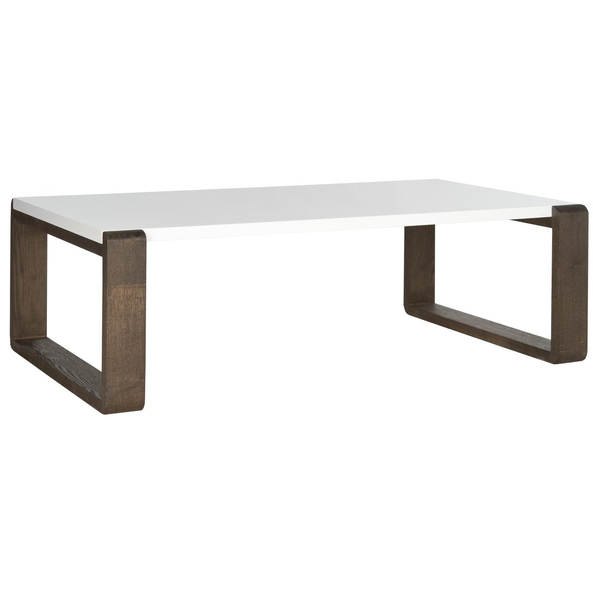 SAFAVIEH Shirlene Mid-Century Modern White/ Dark Brown Lacquer Coffee Table - 43.3" x 25.6" x 13.8" - 43Wx26Dx14H