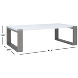 SAFAVIEH Shirlene Mid-Century Modern White/ Dark Brown Lacquer Coffee Table - 43.3" x 25.6" x 13.8" - 43Wx26Dx14H