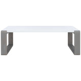 SAFAVIEH Shirlene Mid-Century Modern White/ Dark Brown Lacquer Coffee Table - 43.3" x 25.6" x 13.8" - 43Wx26Dx14H