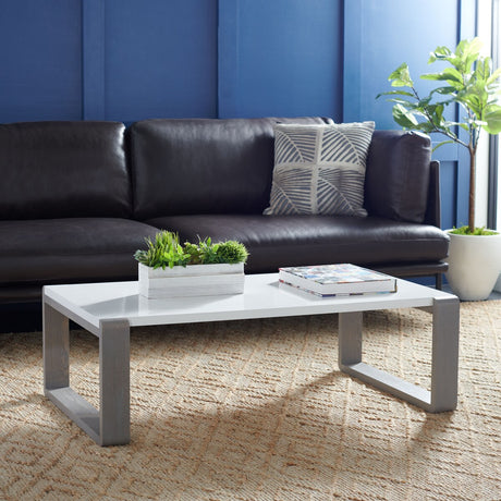 SAFAVIEH Shirlene Mid-Century Modern White/ Dark Brown Lacquer Coffee Table - 43.3" x 25.6" x 13.8" - 43Wx26Dx14H