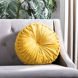 SAFAVIEH Shorena Tufted Pleated Velvet 18-inch Round Throw Pillow