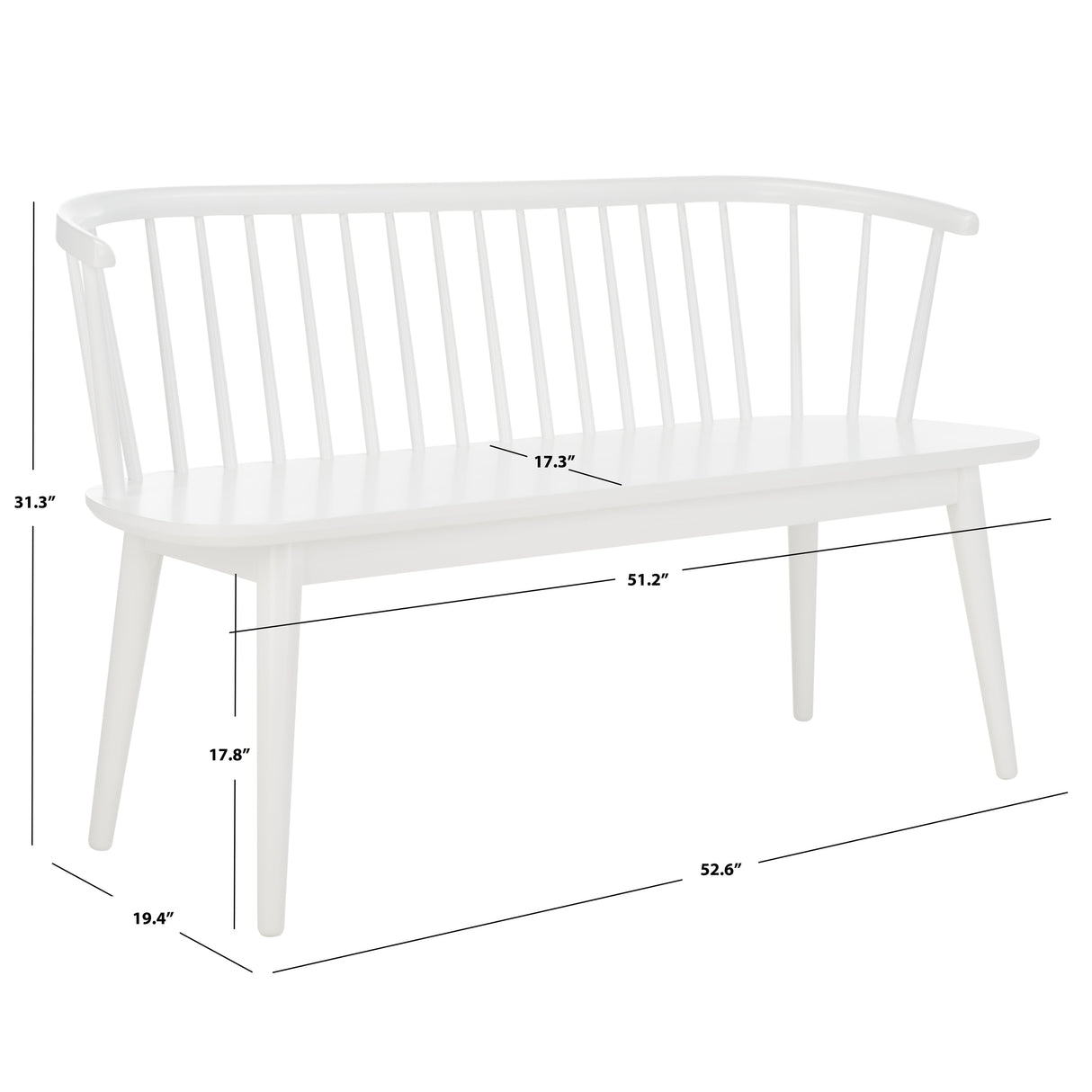 SAFAVIEH Sibyl Farmhouse Solid Wood Spindle Bench - 53Wx19Dx31H