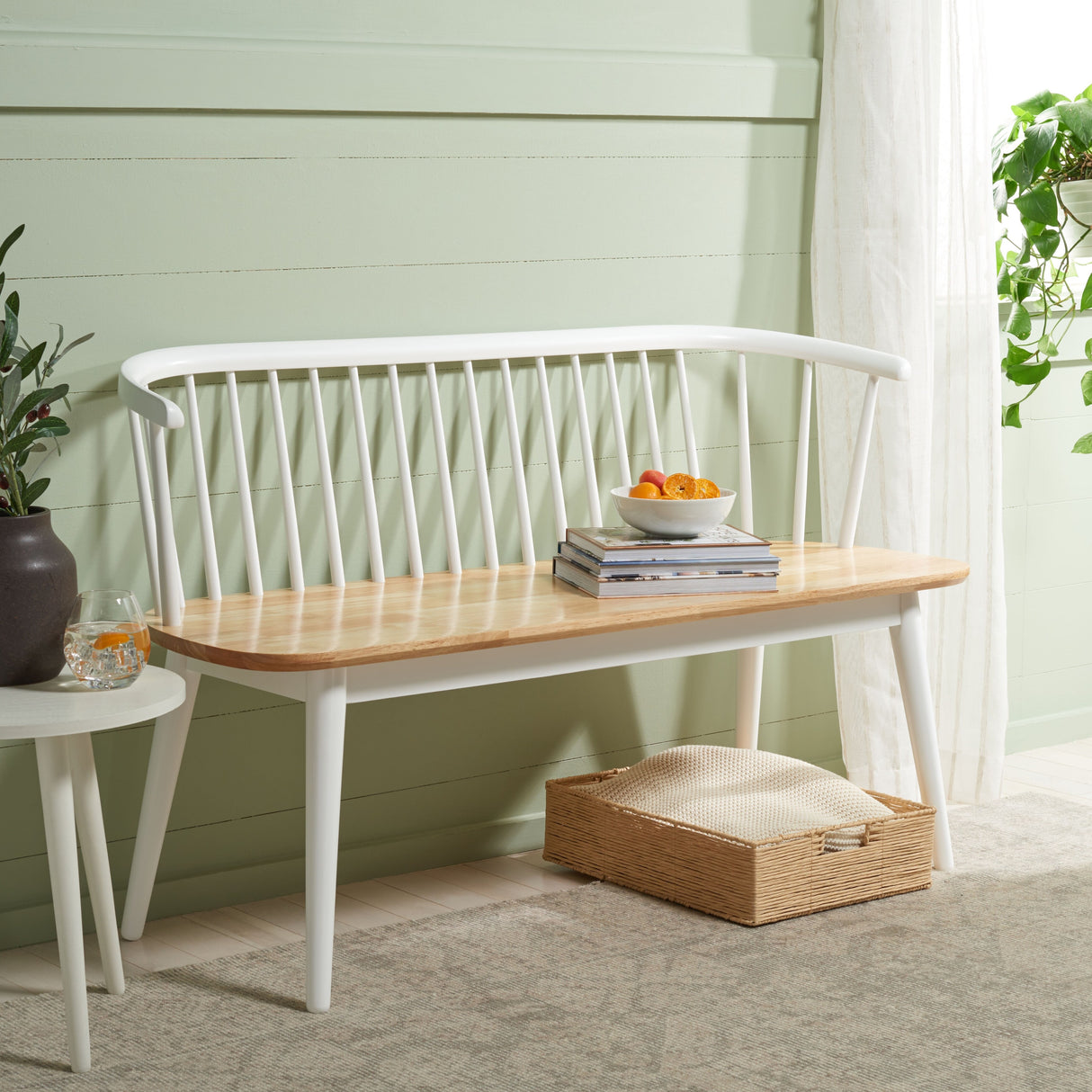 SAFAVIEH Sibyl Farmhouse Solid Wood Spindle Bench - 53Wx19Dx31H