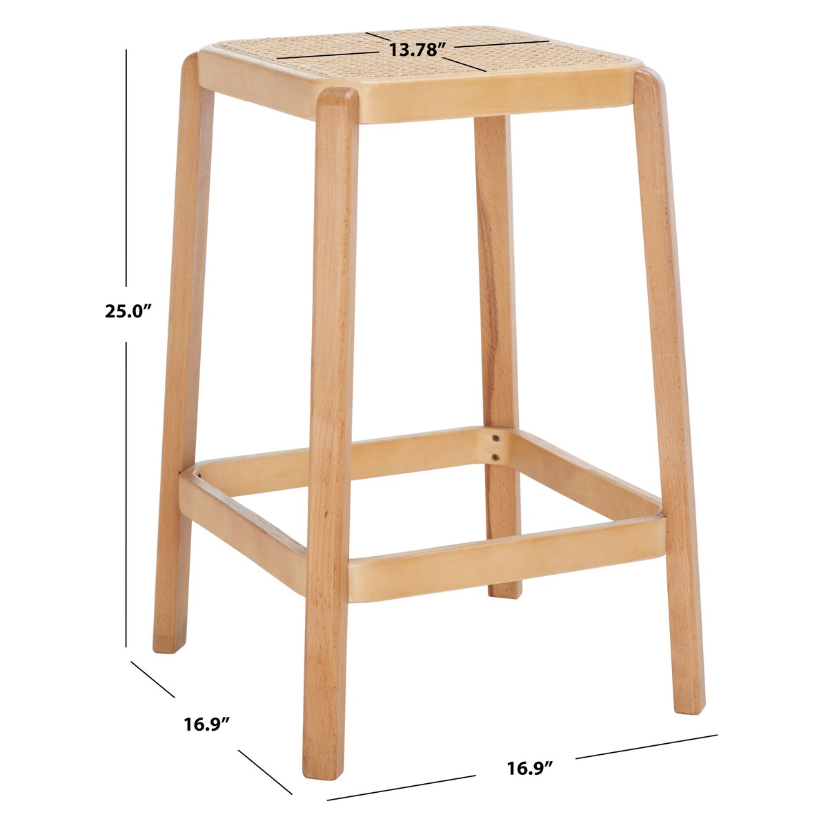 SAFAVIEH Silus Backless Cane Counter Stool - 17" W x 17" D x 25" H