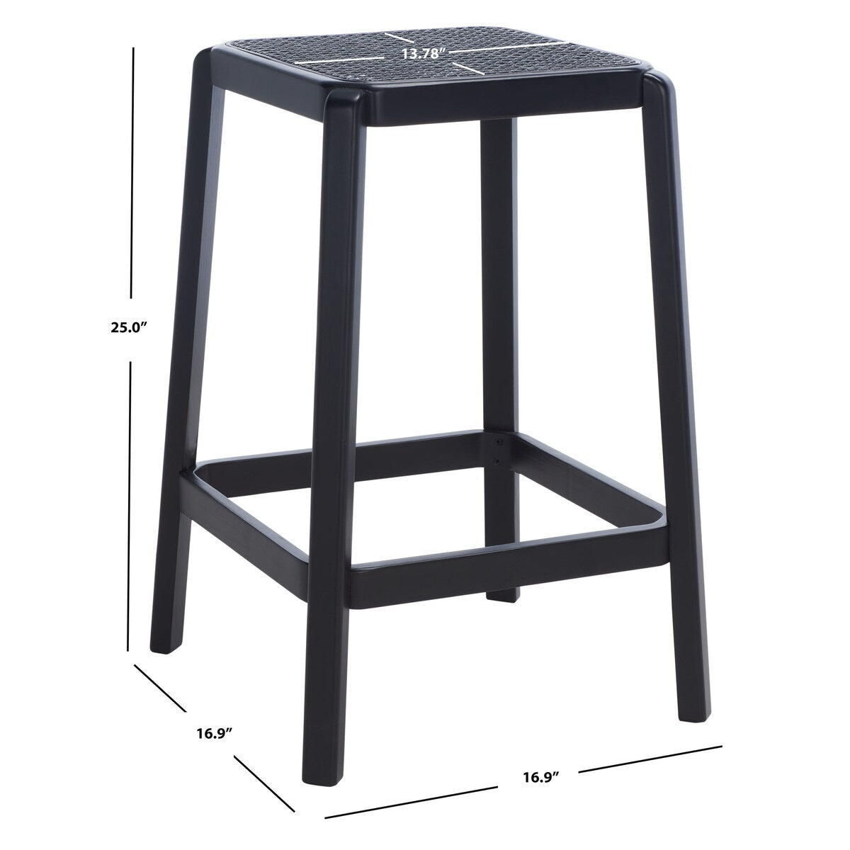 SAFAVIEH Silus Backless Cane Counter Stool - 17" W x 17" D x 25" H