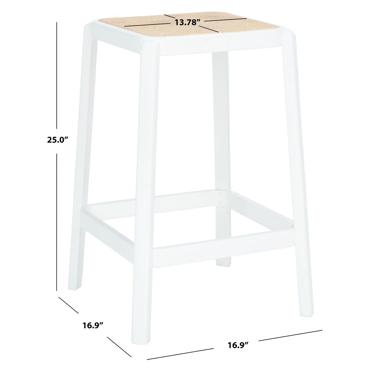 SAFAVIEH Silus Backless Cane Counter Stool - 17" W x 17" D x 25" H