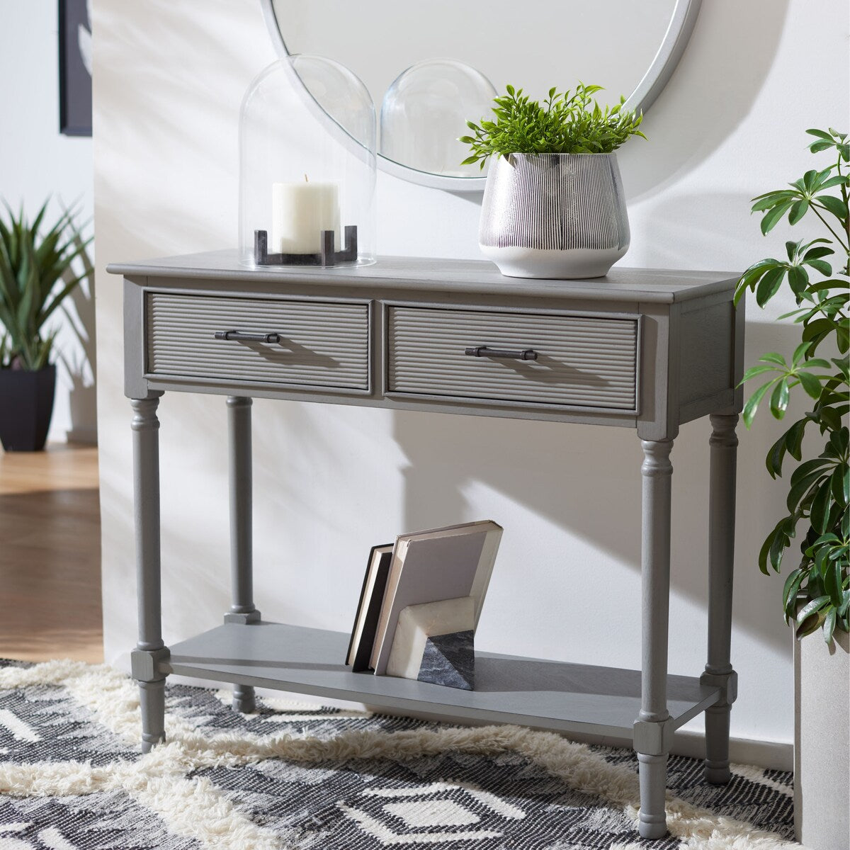 SAFAVIEH Sinda 2-Drawer Console Table - 35.5" W x 13" L x 29.5" H - 36Wx13Dx30H