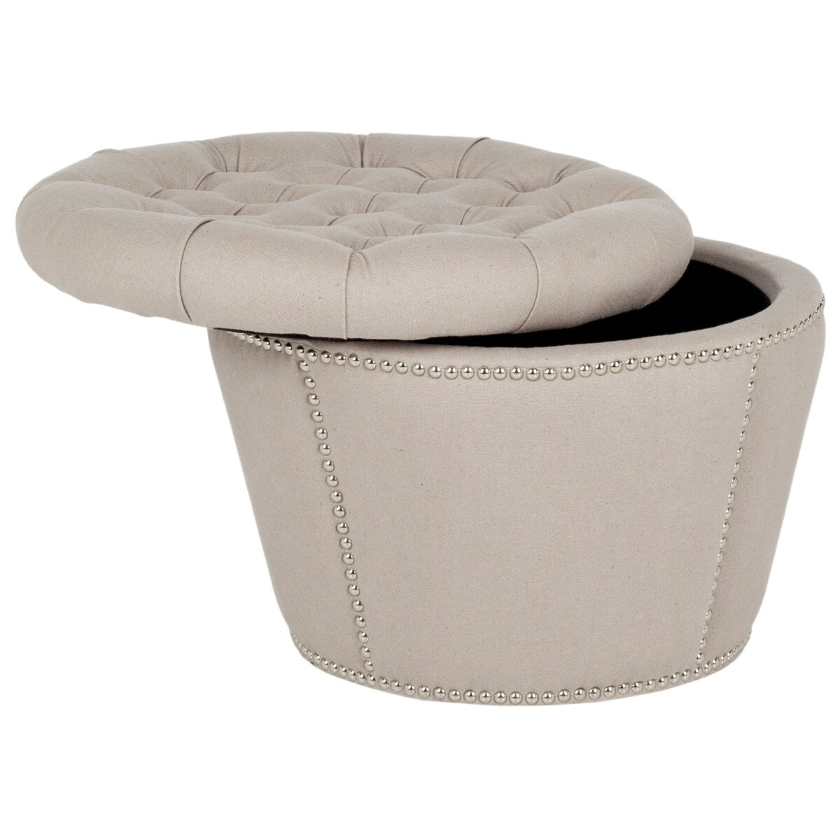 SAFAVIEH Siobhan Taupe Storage Ottoman