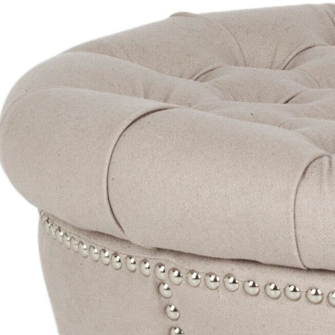 SAFAVIEH Siobhan Taupe Storage Ottoman