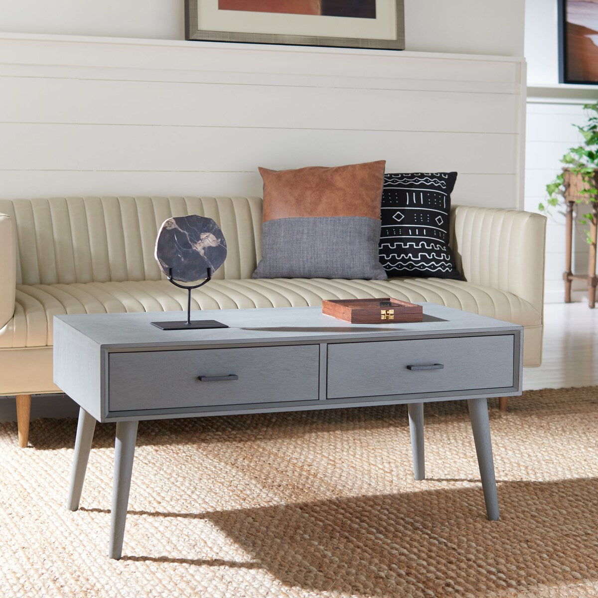 SAFAVIEH Sister Mid-Century 2-Drawer Coffee Table - 37.8" W x 19" L x 17.8" H - 38Wx19Dx18H