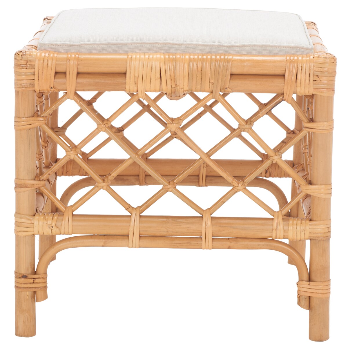 SAFAVIEH Skye Southeast Asia Rattan Ottoman with Cushion