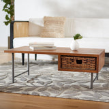 SAFAVIEH Sohaila 1-Drawer Rattan Coffee Table - 25.6" W x 45.3" L x 16.9" H - 26Wx45Dx17H