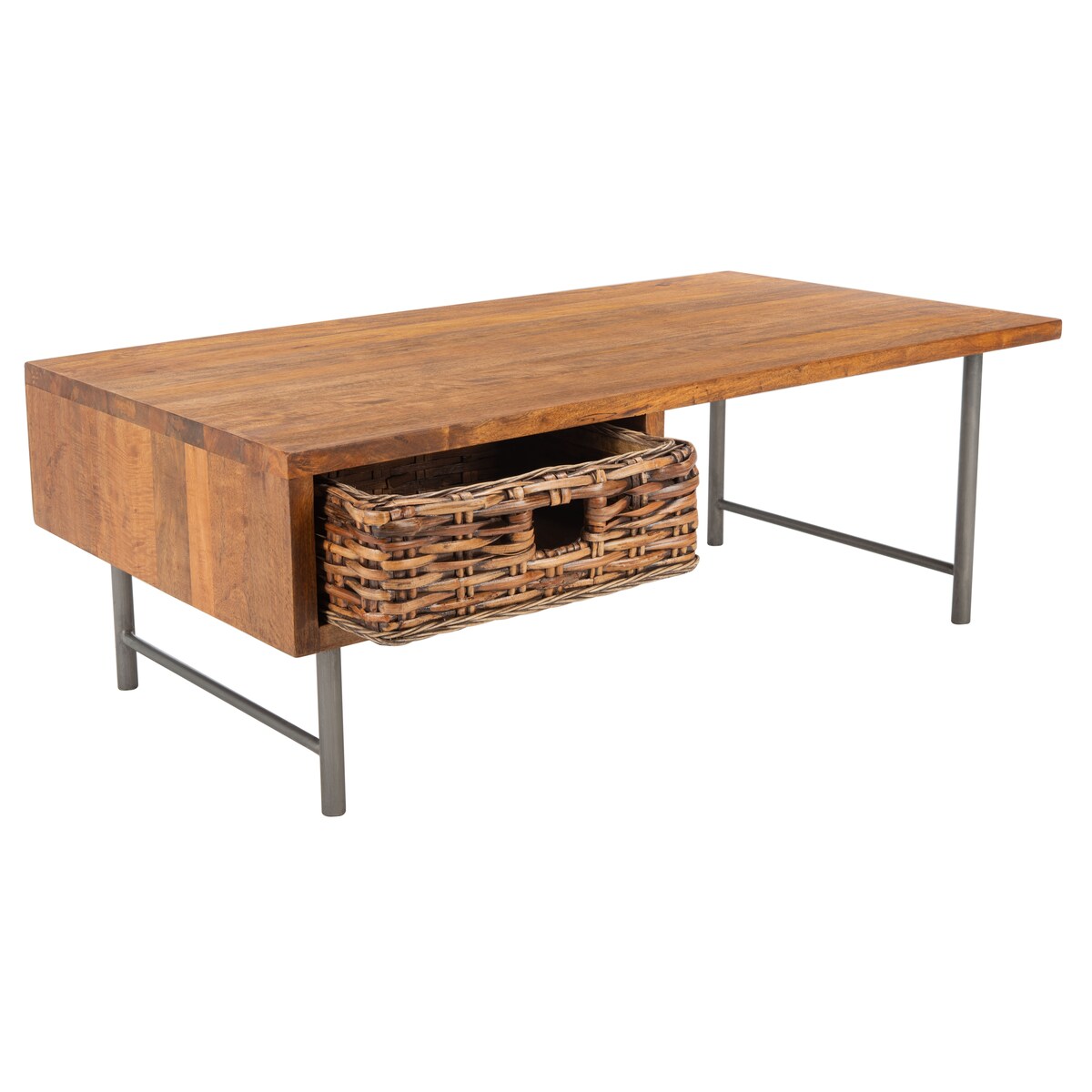 SAFAVIEH Sohaila 1-Drawer Rattan Coffee Table - 25.6" W x 45.3" L x 16.9" H - 26Wx45Dx17H