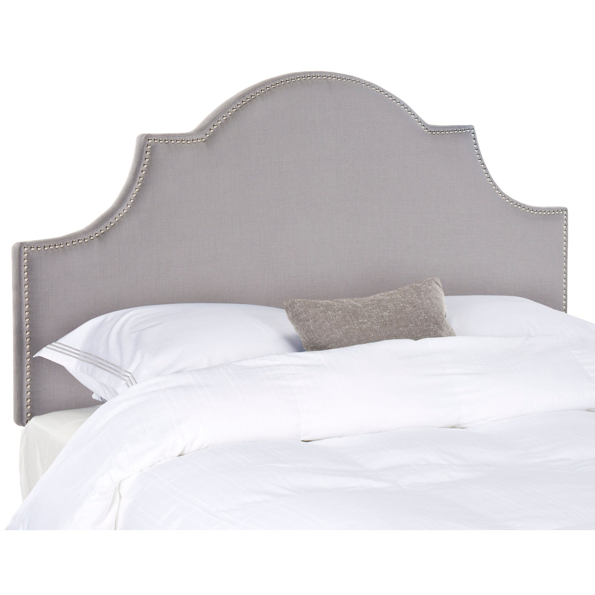 SAFAVIEH Sommer Hemp Linen Upholstered Arched Headboard - Silver Nailhead (King)