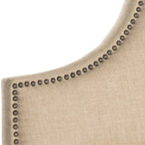 SAFAVIEH Sommer Hemp Linen Upholstered Arched Headboard - Silver Nailhead (King)